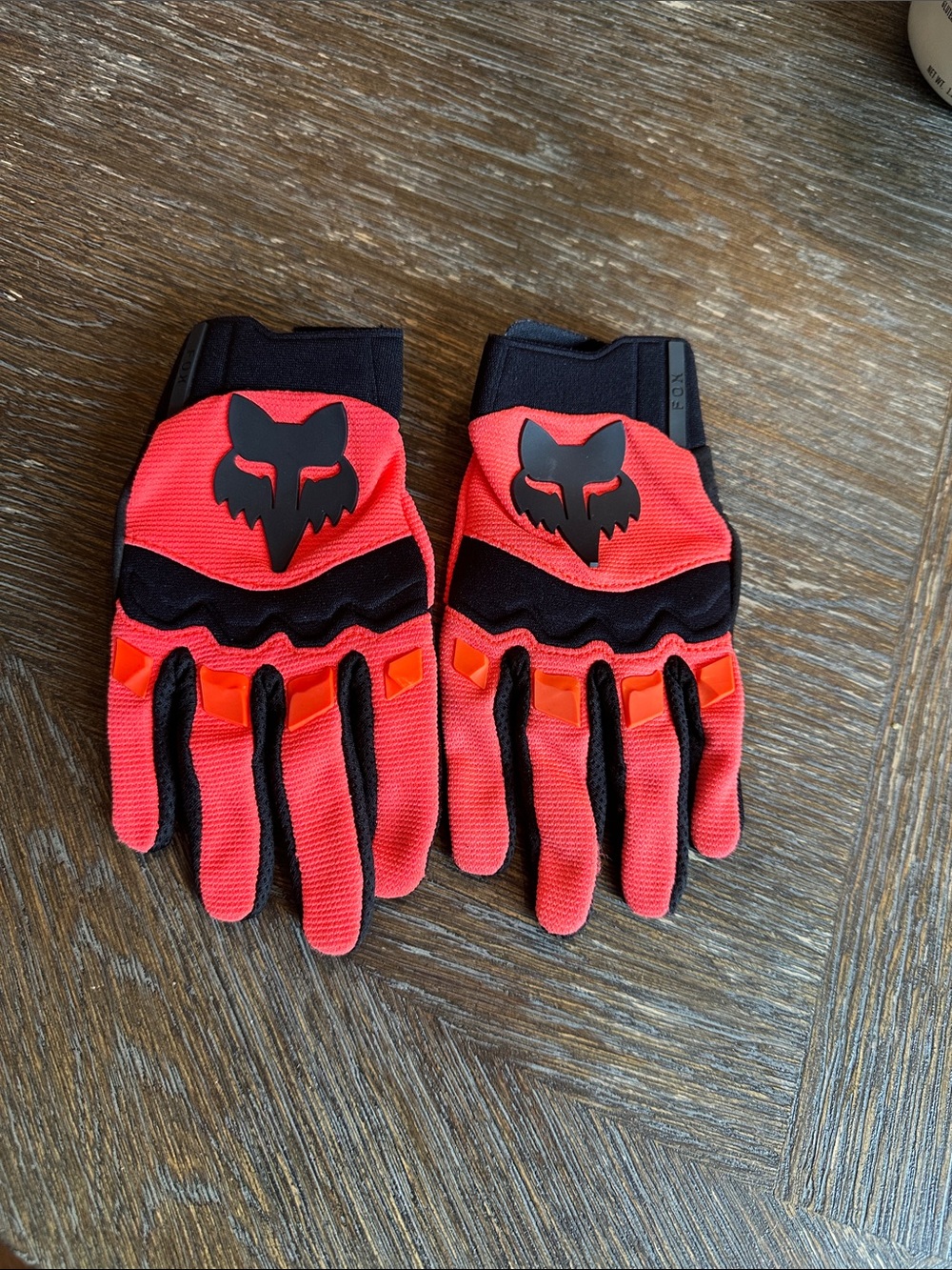 Fox Neon Coral and Black Performance MTB Gloves
